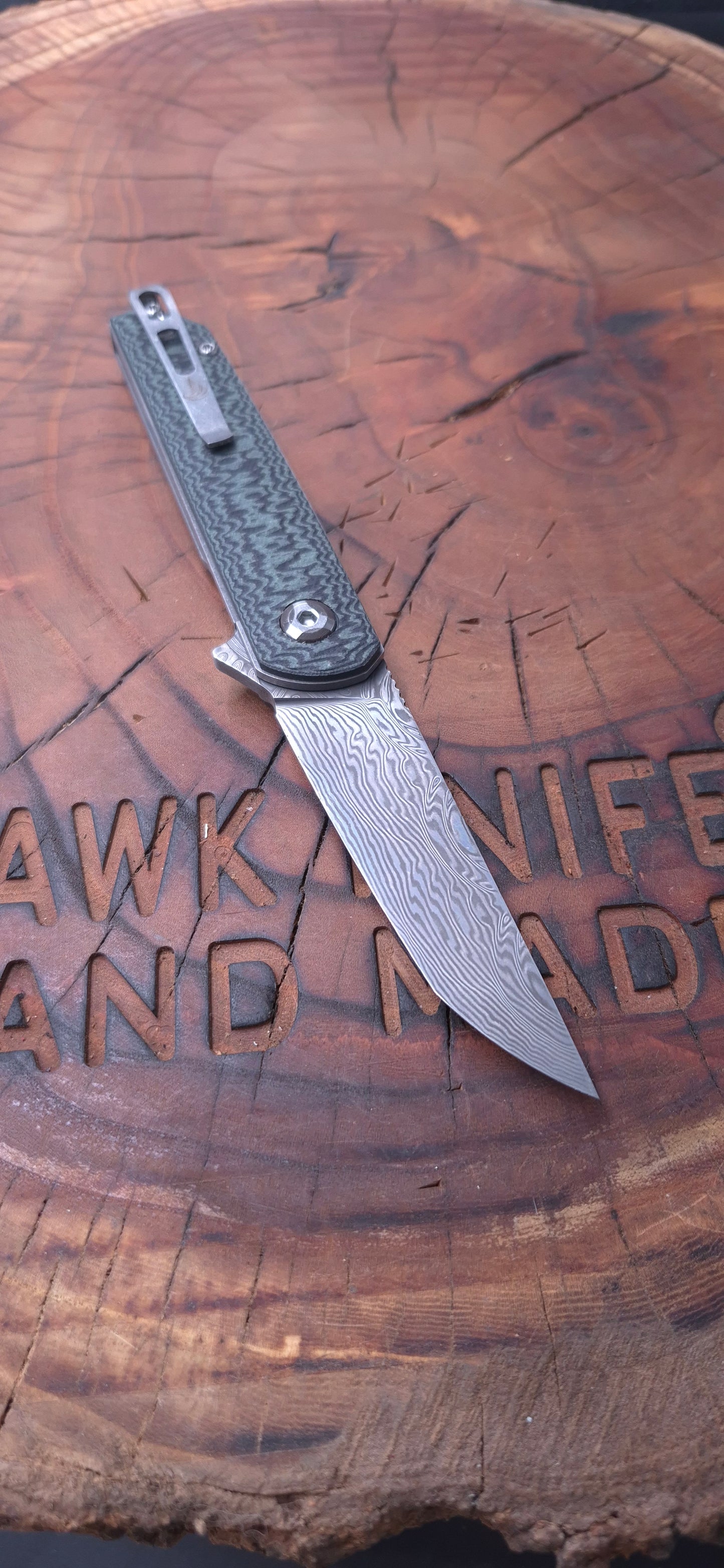 HAWK-6 STAINLESS DAMASCUS LINERLOCK POCKETKNIFE
