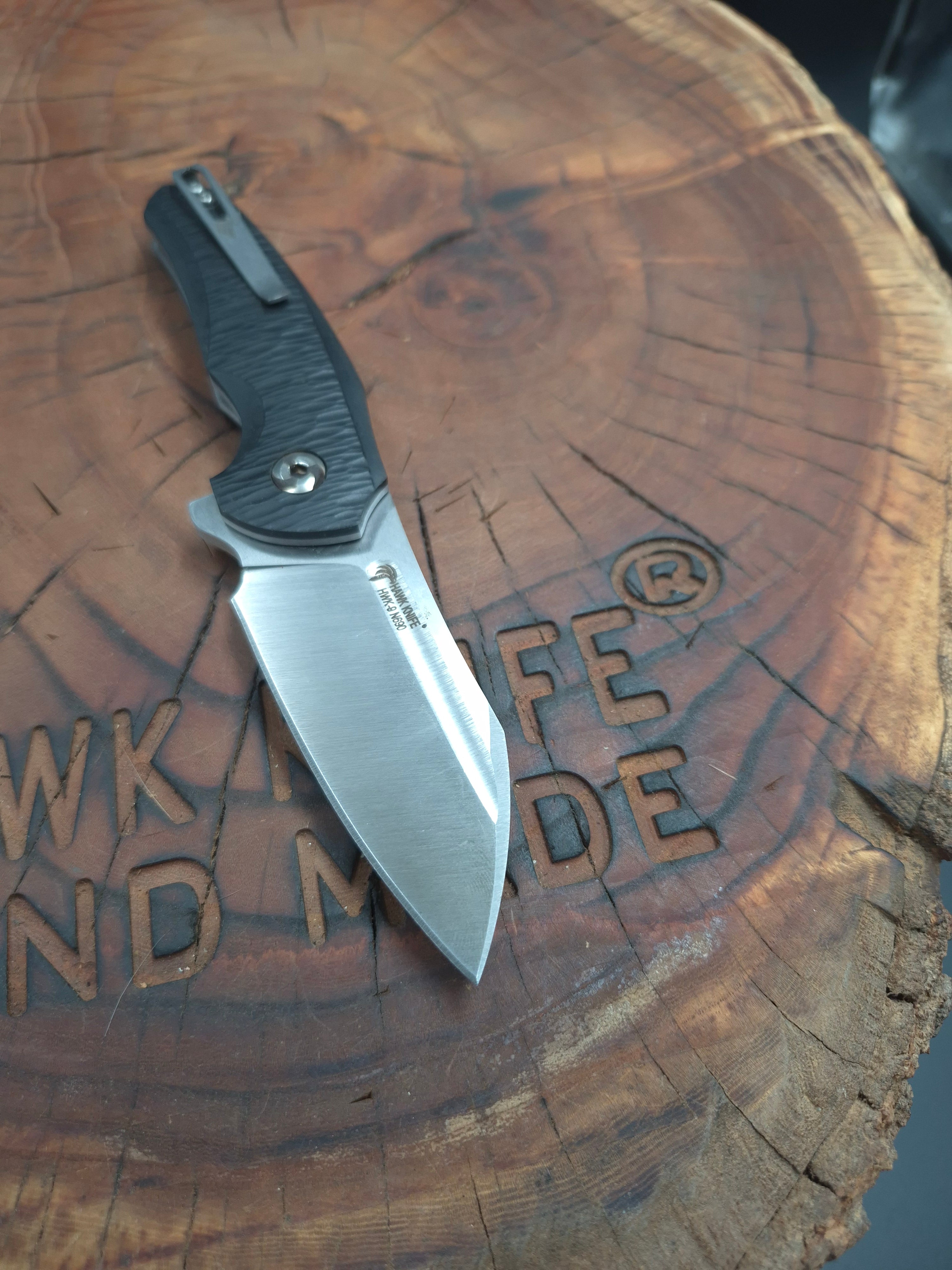 HAWK-9 Plus(+) N690 Edc Çakı | Siyah Kompakt Laminat – Hawk Knife