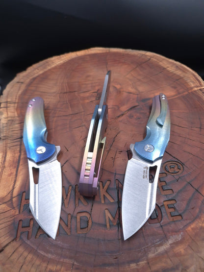 HAWK-9 PLUS(+) M390 FULL TITANIUM  (RAİNBOW ANODİZE) CUSTOM LINERLOCK ÇAKI