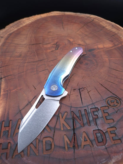 HAWK-9 PLUS(+) M390 FULL TITANIUM  (RAİNBOW ANODİZE) CUSTOM LINERLOCK ÇAKI