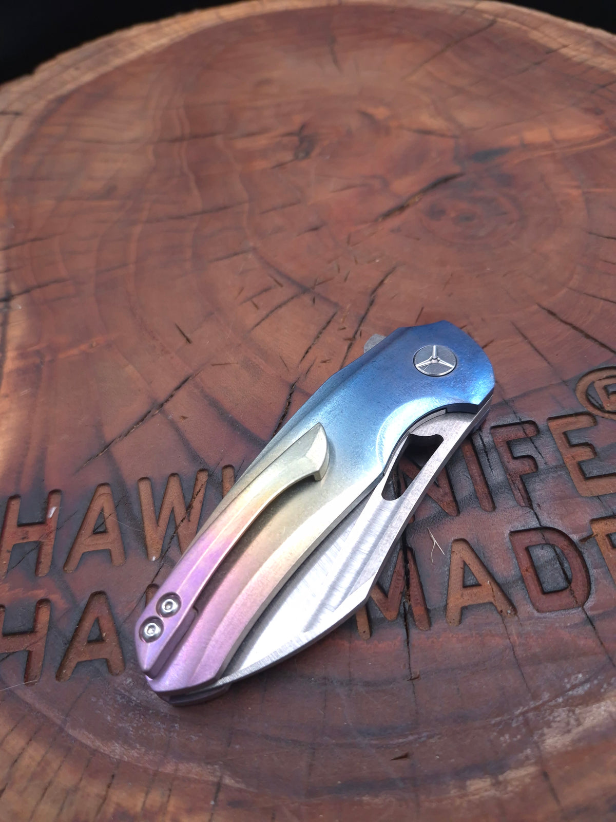 HAWK-9 PLUS(+) M390 FULL TITANIUM  (RAİNBOW ANODİZE) CUSTOM LINERLOCK ÇAKI