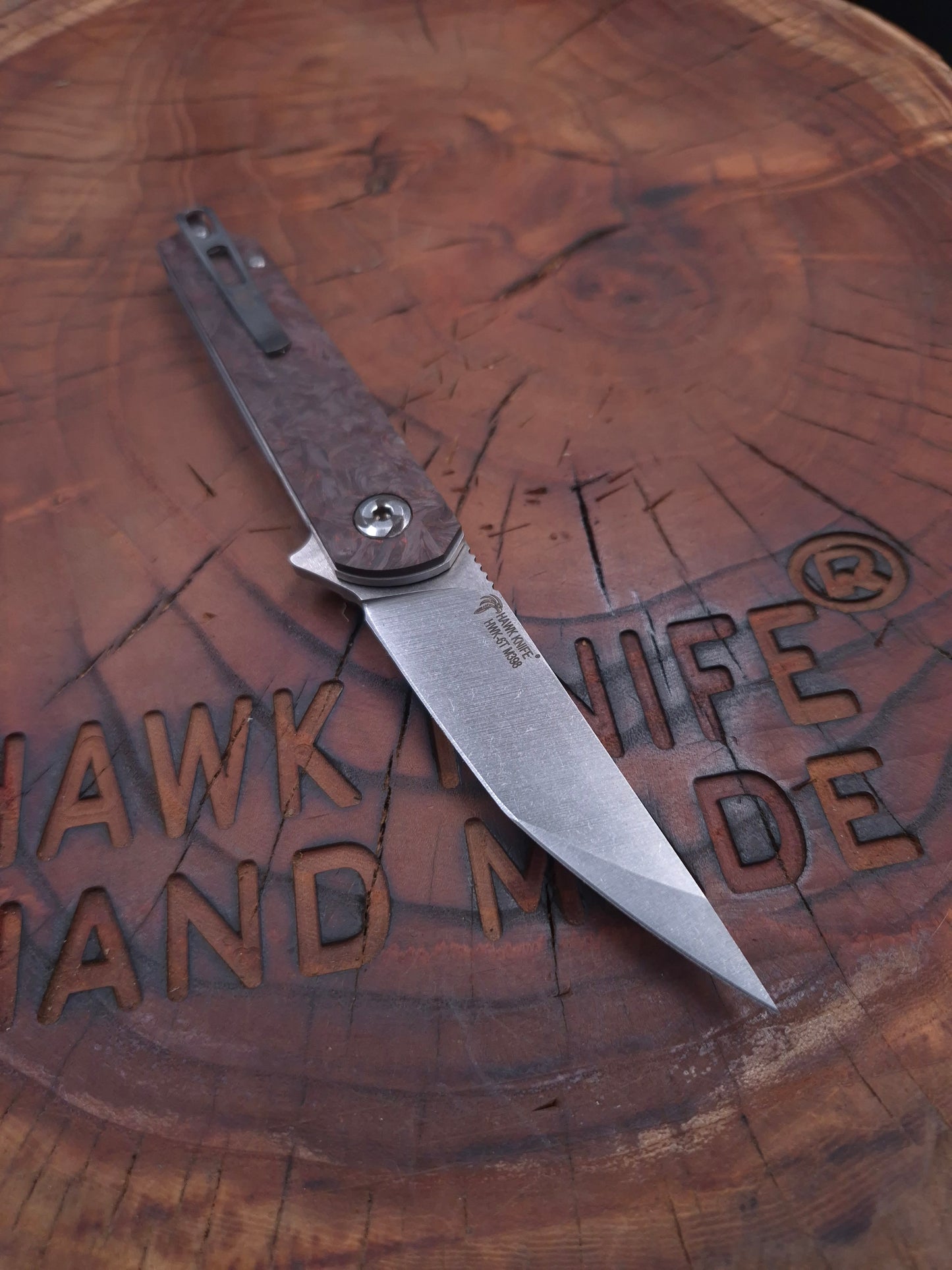 HAWK-6T (TANTO) M398 CARBON FIBER LINERLOCK FOLDING KNIFE