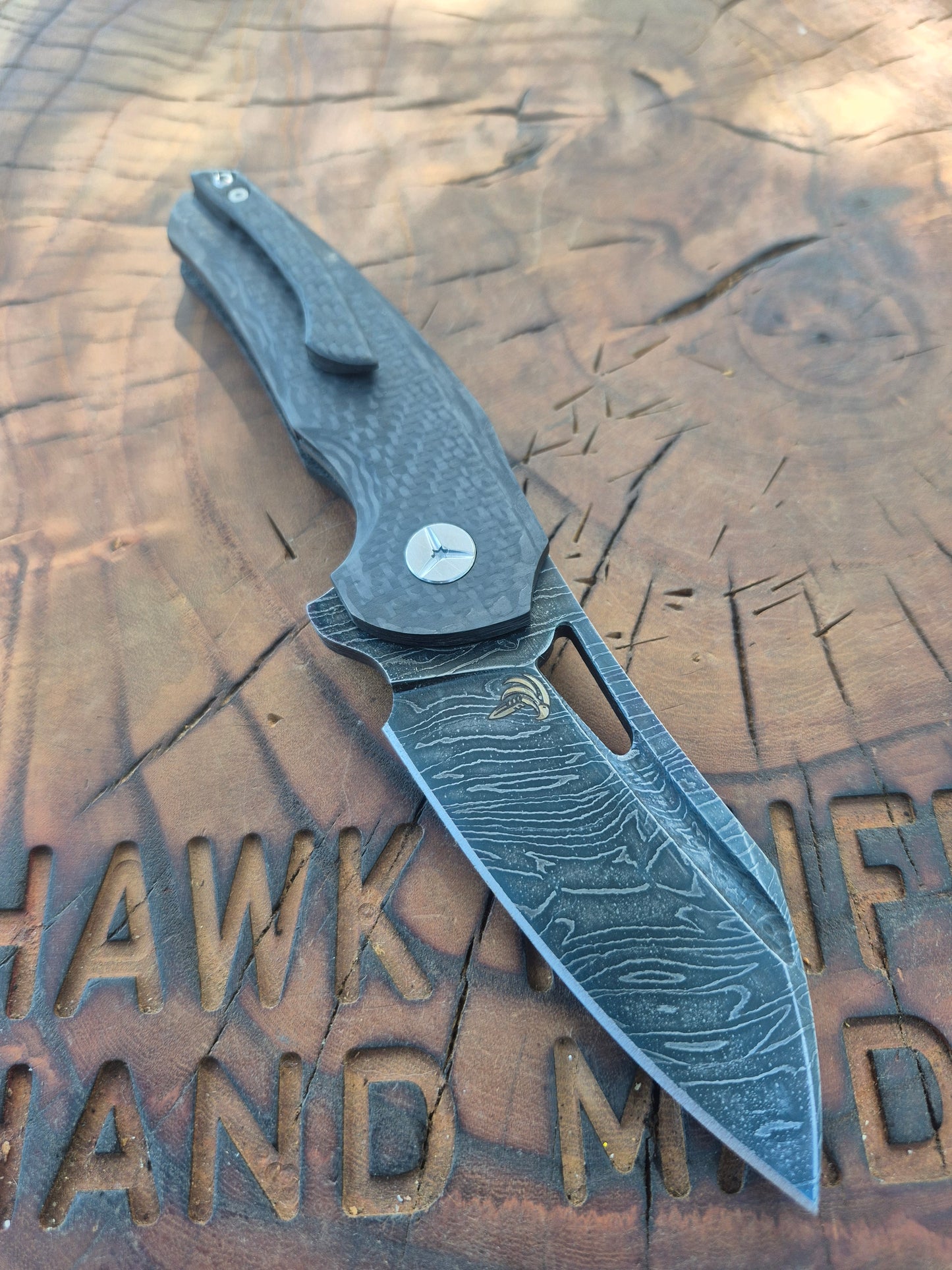 HAWK-9 PLUS(+) DAMASCUS FULL KARBONFİBER LİNERLOCK ÇAKI