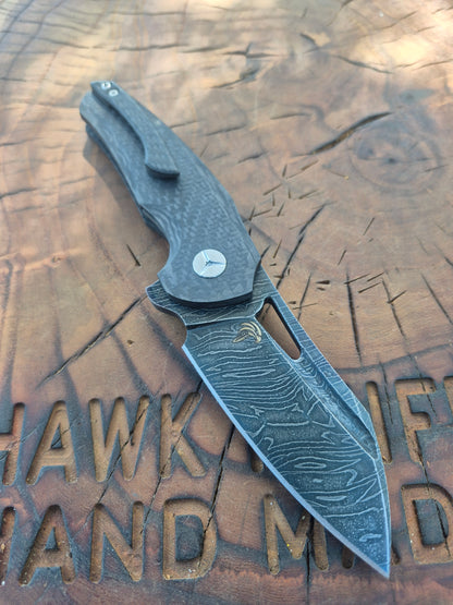 HAWK-9 PLUS(+) DAMASCUS FULL KARBONFİBER LİNERLOCK ÇAKI