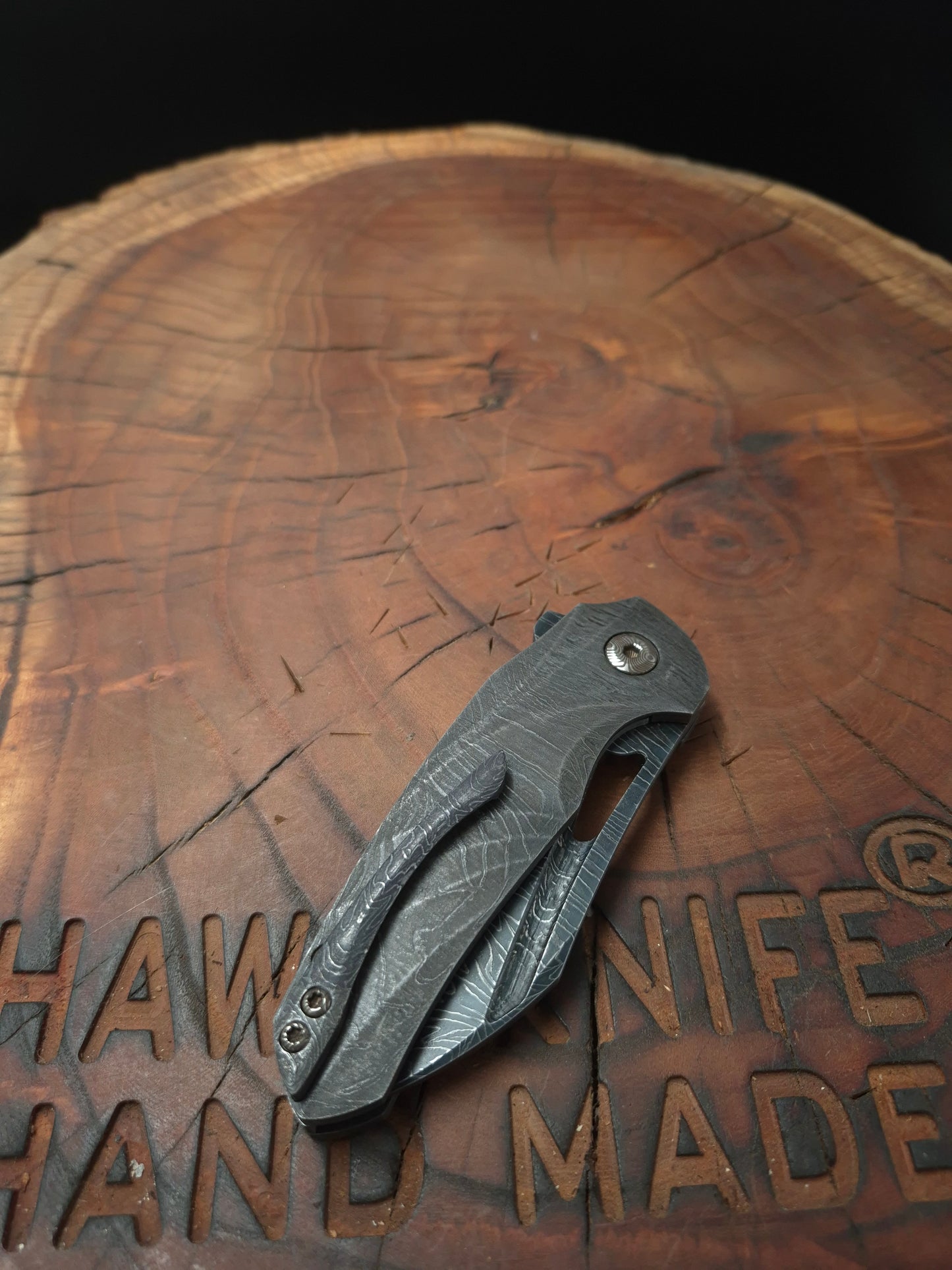 HAWK-9 PLUS(+) FULL CARBON DAMASCUS LINERLOCK FOLDING KNIFE