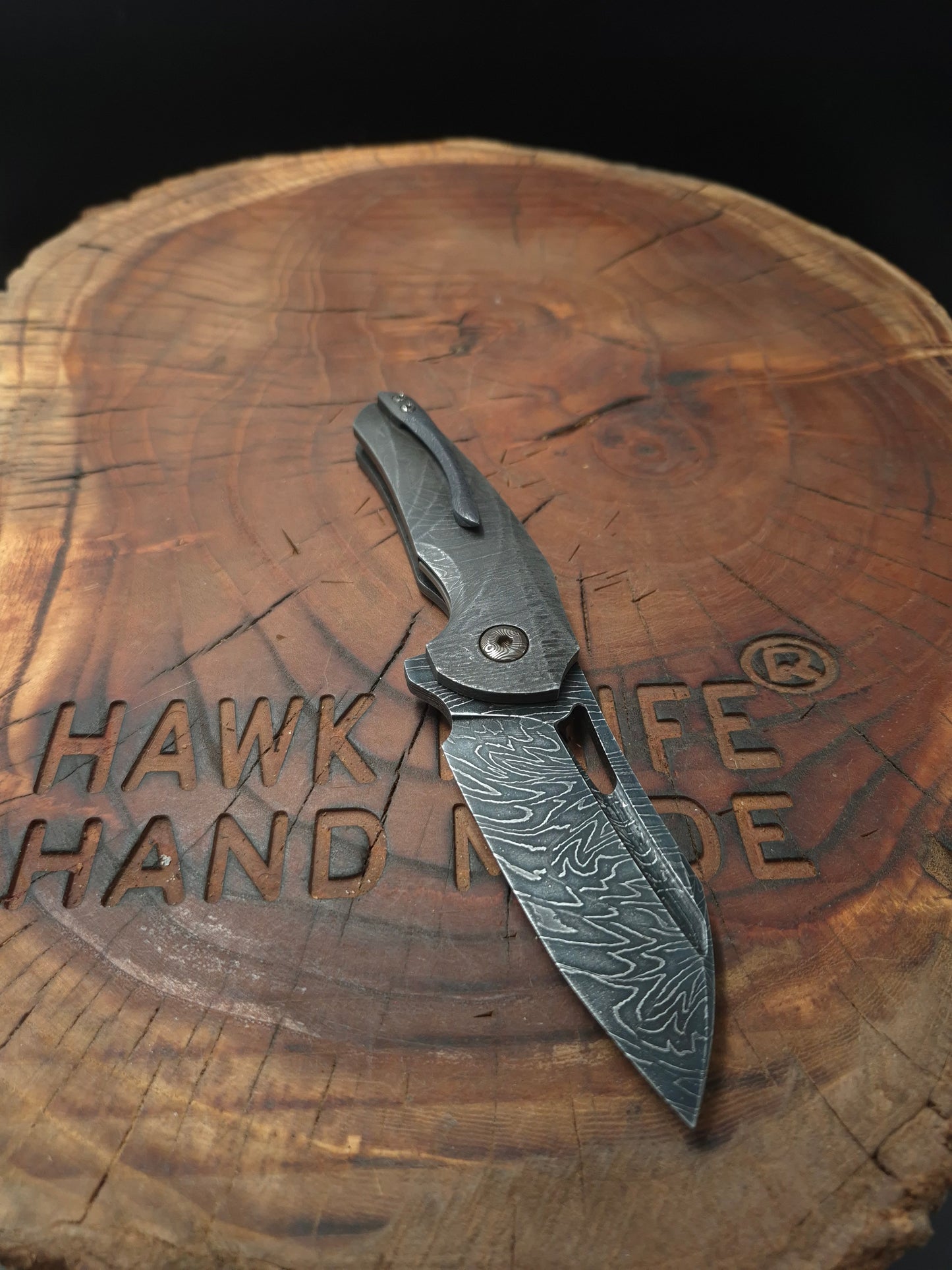 HAWK-9 PLUS(+) FULL CARBON DAMASCUS LINERLOCK FOLDING KNIFE