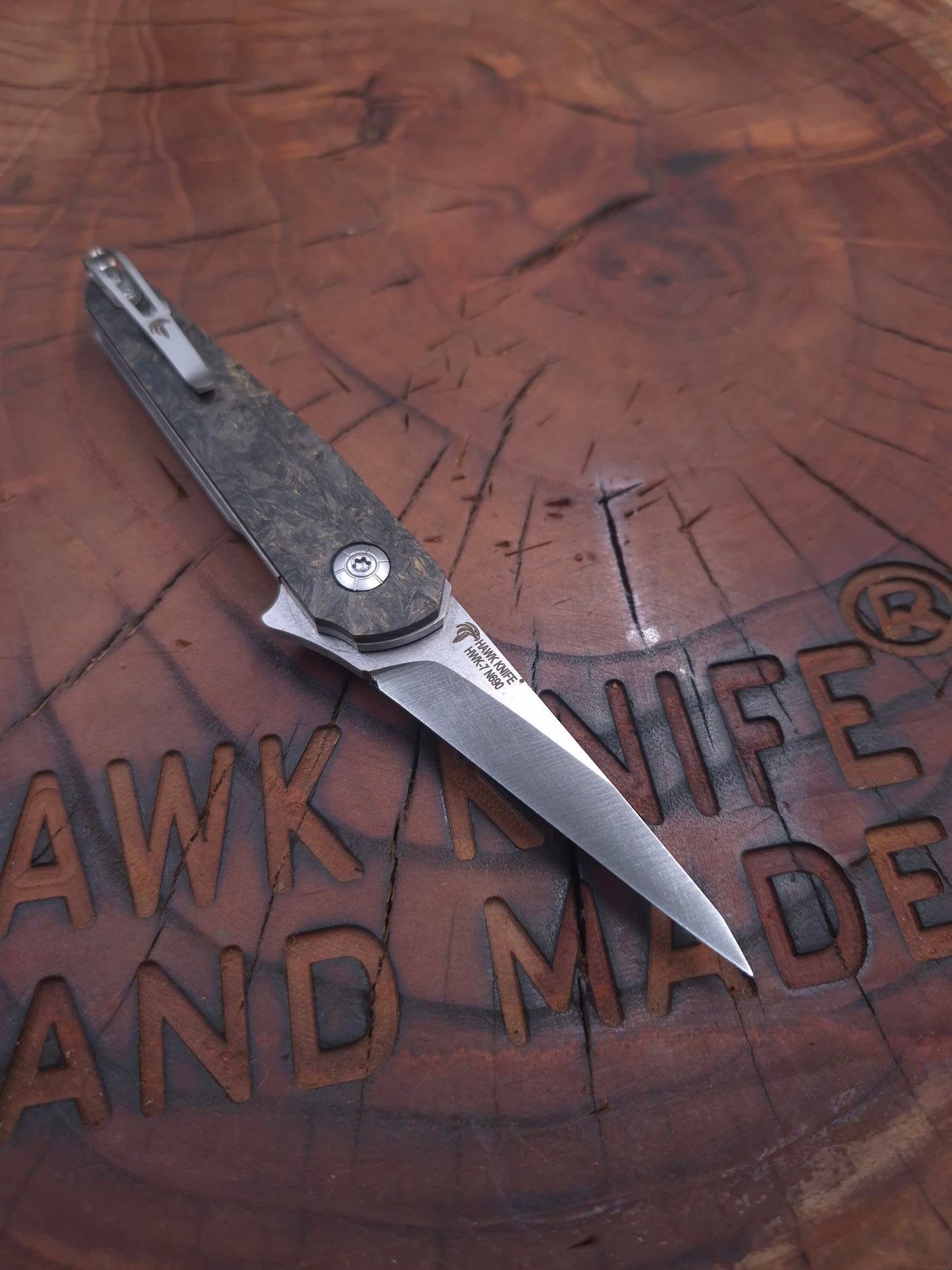 HAWK-7 KRIDASHI CARBON FIBER N690 LINER LOCK KNIFE