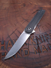 HAWK-6T (TANTO) M398 CARBON FIBER LINERLOCK KNIFE