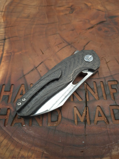 HAWK-9 PLUS(+) N690 FULL CARBON FIBER LINERLOCK FOLDING KNIFE