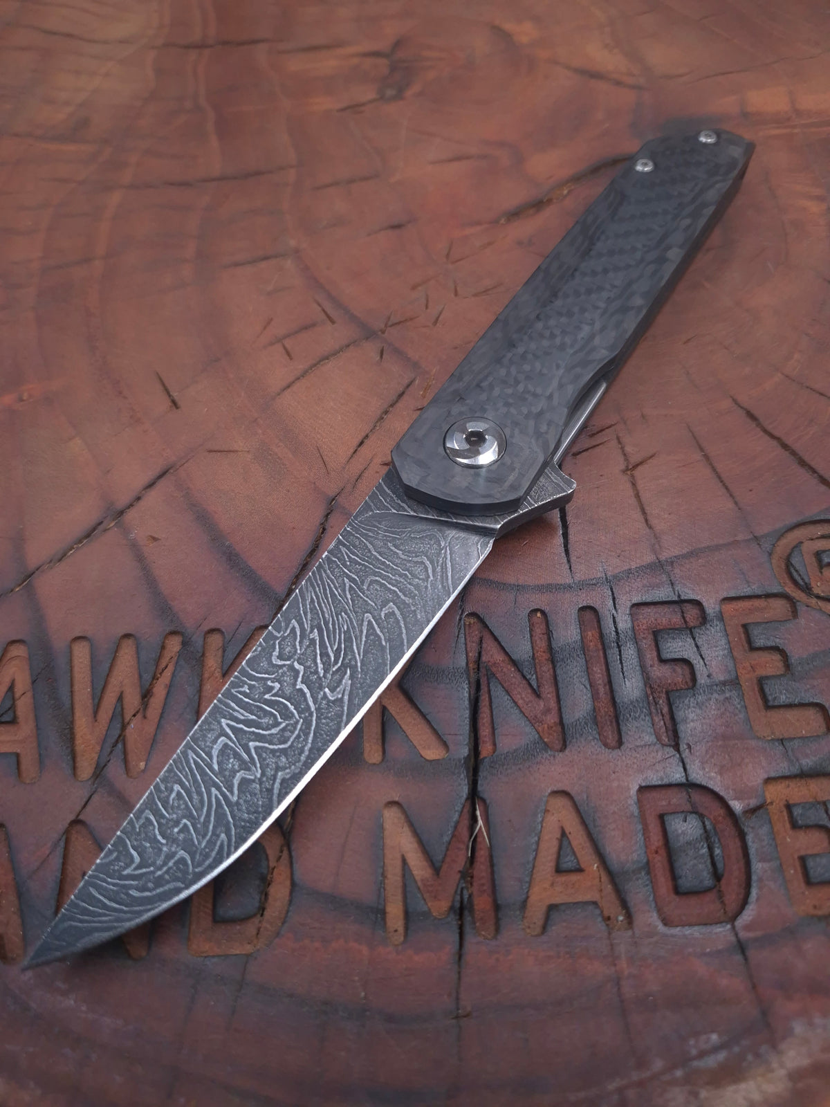 HWK-6 CARBON DAMASCUS FULL KARBONFİBER LİNERLOCK ÇAKI