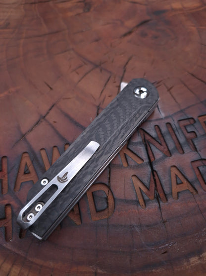 HAWK-6T (TANTO) M398 CARBON FIBER LINERLOCK KNIFE